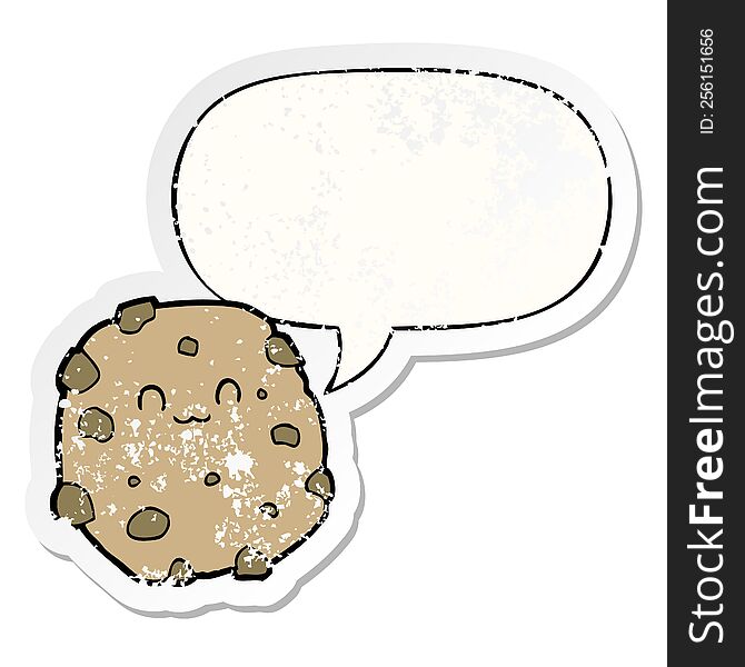 Cartoon Biscuit And Speech Bubble Distressed Sticker