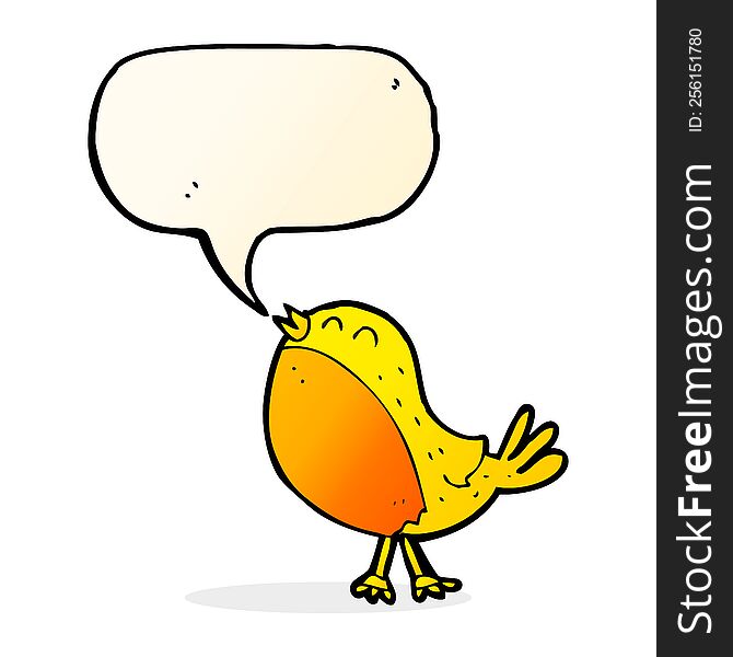 cartoon singing bird with speech bubble