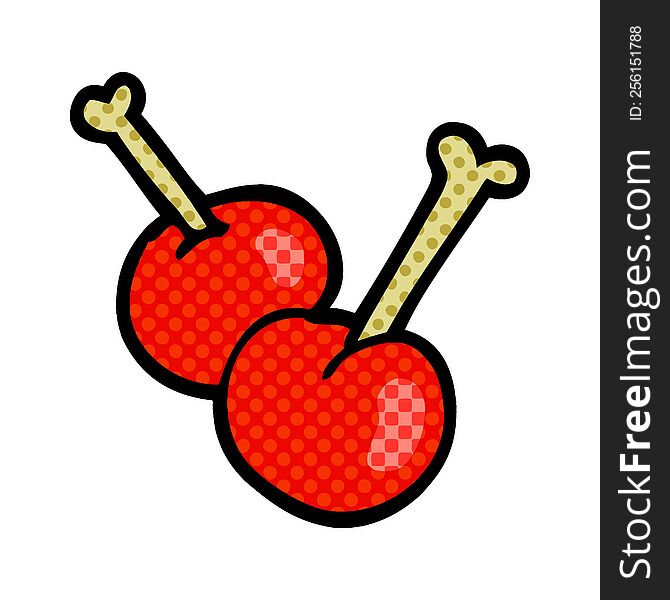 Cartoon Doodle Red Cherries