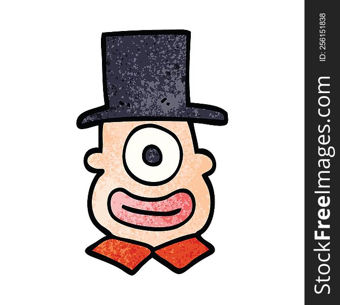 cartoon doodle cyclops in top hat