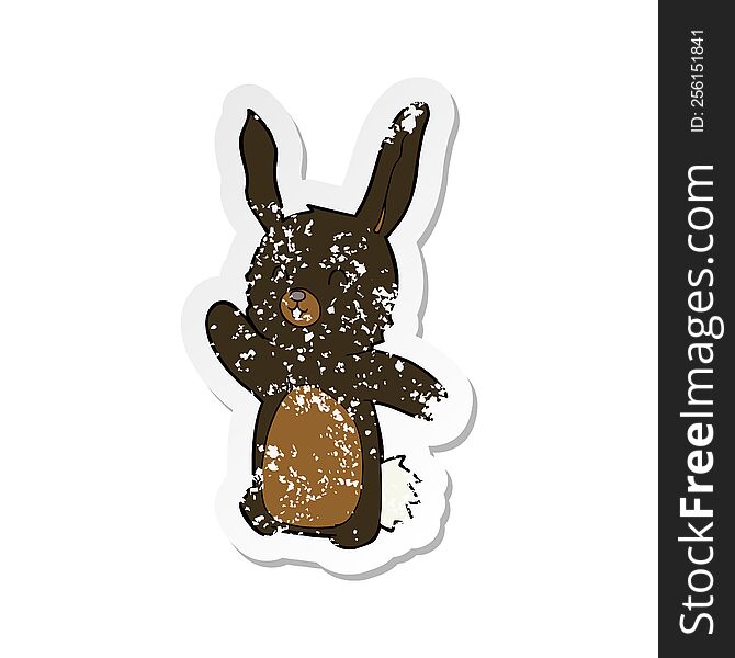 Retro Distressed Sticker Of A Cartoon Happy Rabbit