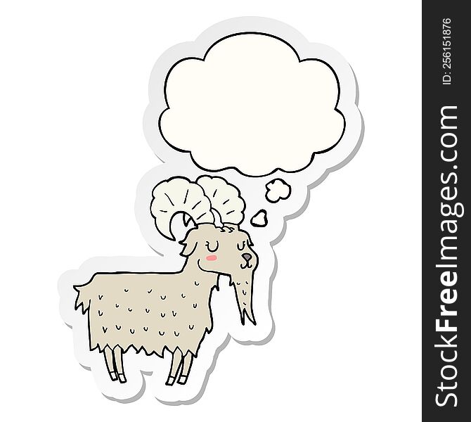 cartoon goat with thought bubble as a printed sticker