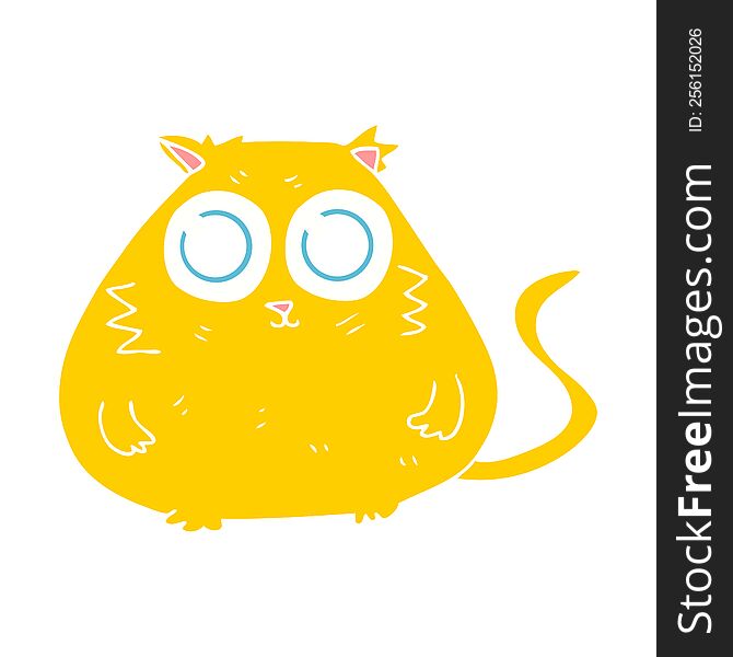 flat color illustration of cat with big pretty eyes. flat color illustration of cat with big pretty eyes