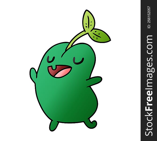 gradient cartoon illustration kawaii cute sprouting bean. gradient cartoon illustration kawaii cute sprouting bean