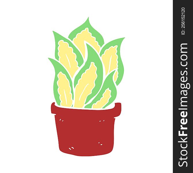 Flat Color Illustration Of A Cartoon House Plant