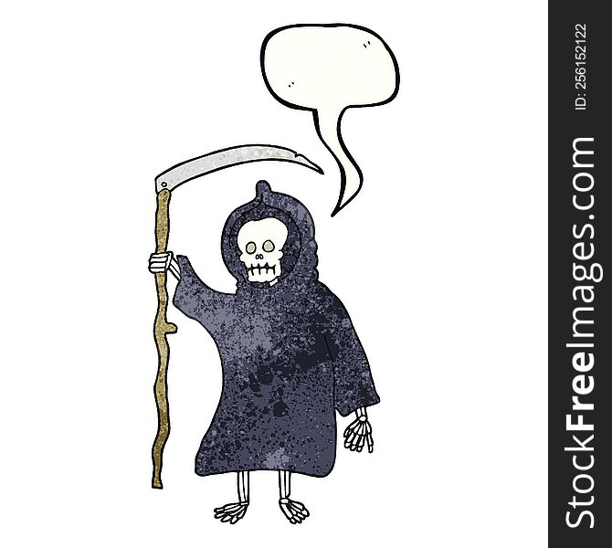 freehand speech bubble textured cartoon spooky death figure