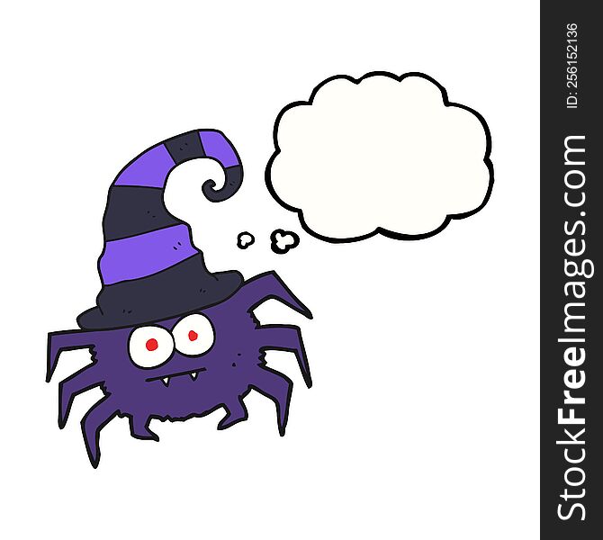 freehand drawn thought bubble cartoon halloween spider