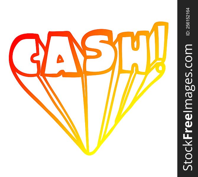 warm gradient line drawing of a cartoon word cash