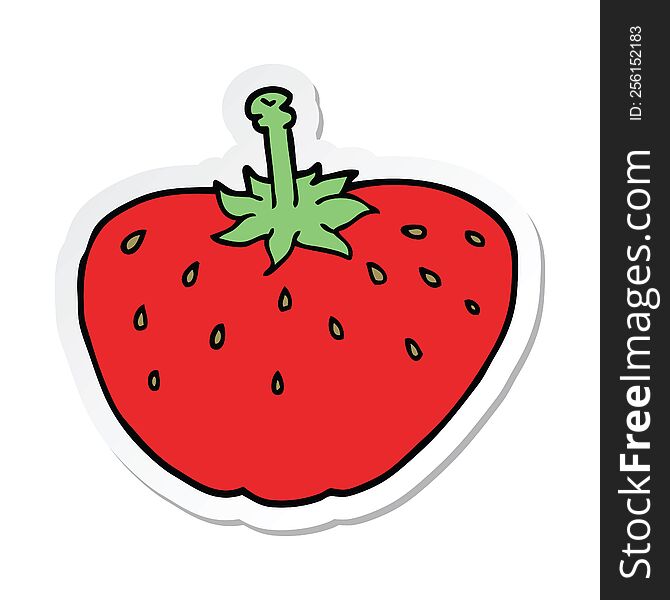 sticker of a cartoon strawberry