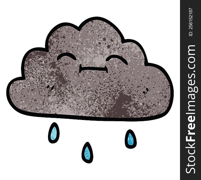 Cartoon Doodle Happy Rain Cloud