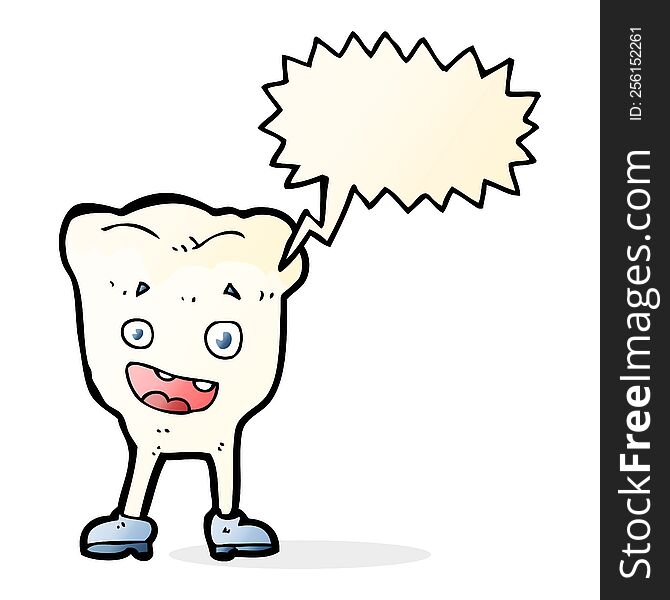 cartoon tooth with speech bubble