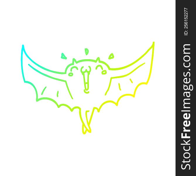 Cold Gradient Line Drawing Cartoon Happy Vampire Bat