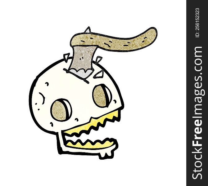Textured Cartoon Axe In Skull