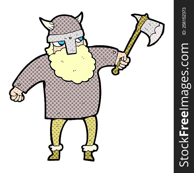 freehand drawn cartoon viking warrior