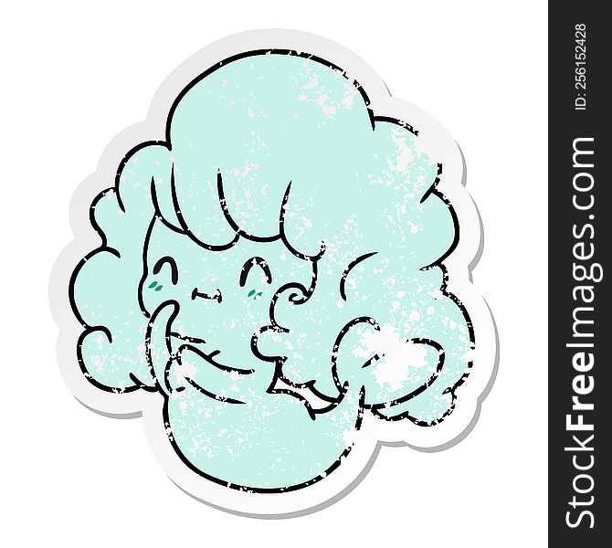 distressed sticker cartoon kawaii cute ghost mermaid