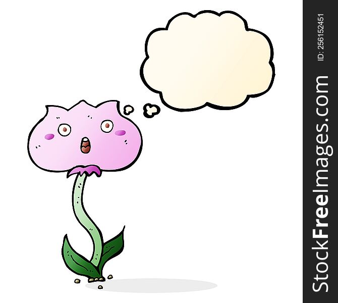 Cartoon Shocked Flower With Thought Bubble