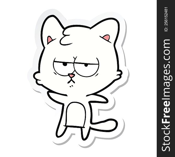 sticker of a bored cartoon cat