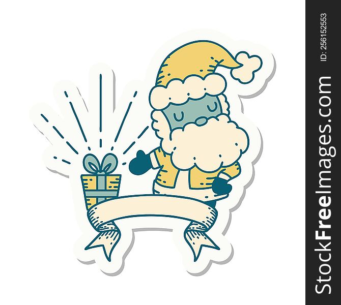 Sticker Of Tattoo Style Santa Claus Christmas Character
