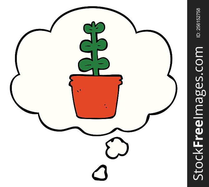 Cartoon House Plant And Thought Bubble