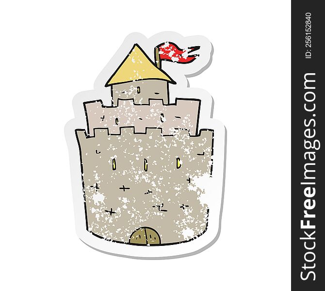 Retro Distressed Sticker Of A Cartoon Castle