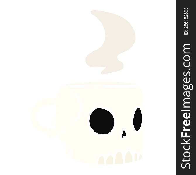 hand drawn cartoon doodle of a skull mug