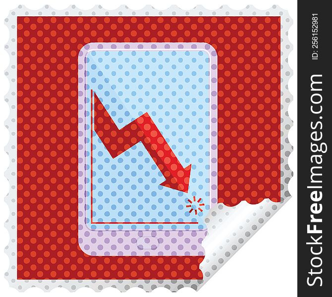 electronic tablet showing business performance graphic square sticker stamp. electronic tablet showing business performance graphic square sticker stamp