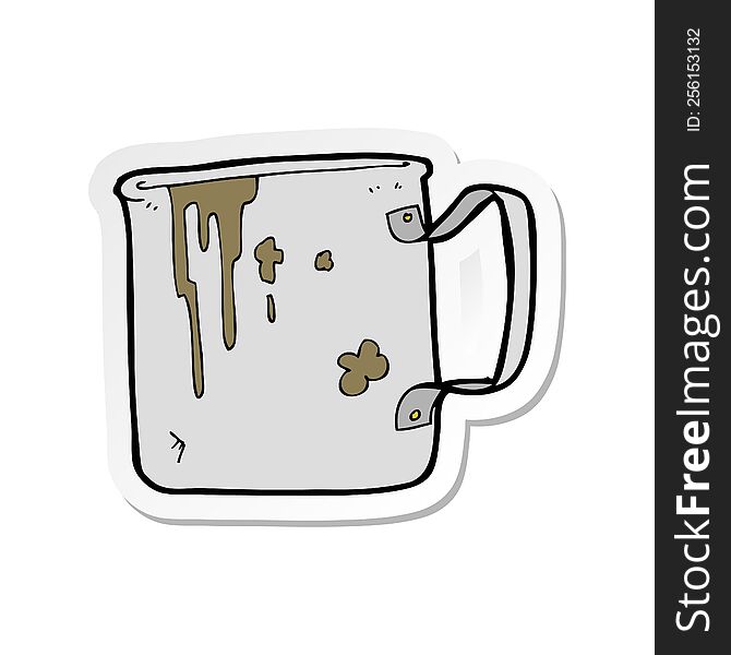 sticker of a cartoon old tin cup