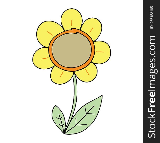 hand drawn quirky cartoon daisy. hand drawn quirky cartoon daisy