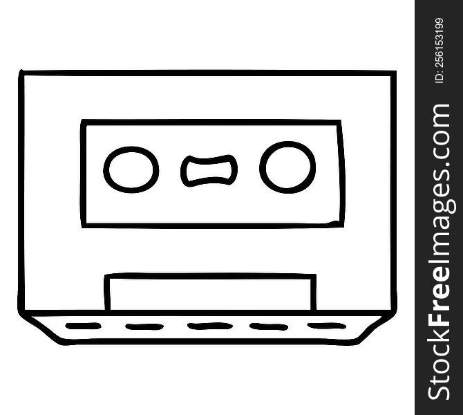 hand drawn line drawing doodle of a retro cassette tape