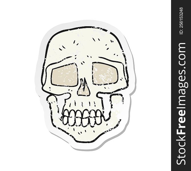 Retro Distressed Sticker Of A Cartoon Skull