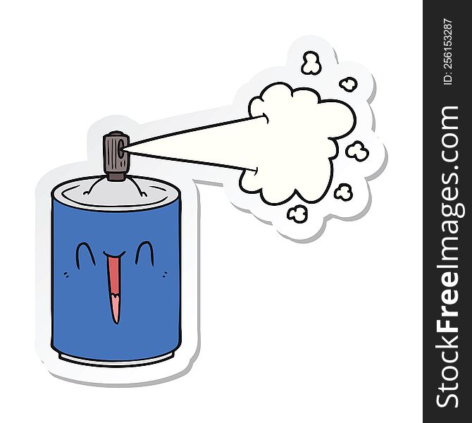sticker of a cartoon aerosol spray can