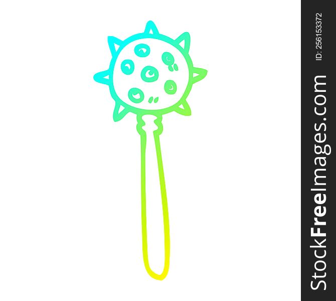 cold gradient line drawing of a cartoon medieval mace