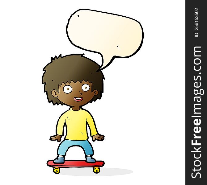 Cartoon Boy On Skateboard With Speech Bubble