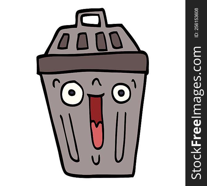cartoon doodle waste bin
