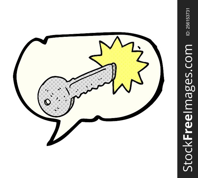 freehand drawn comic book speech bubble cartoon door key