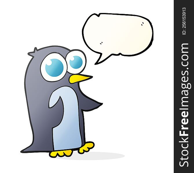 Speech Bubble Cartoon Penguin With Big Eyes