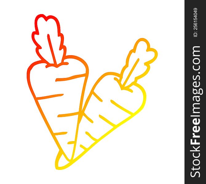 warm gradient line drawing of a cartoon organic carrots