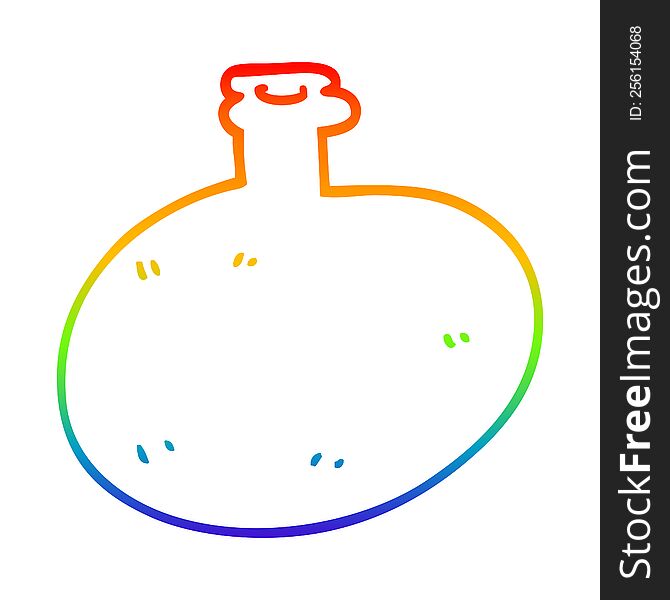 rainbow gradient line drawing of a cartoon glass bottle