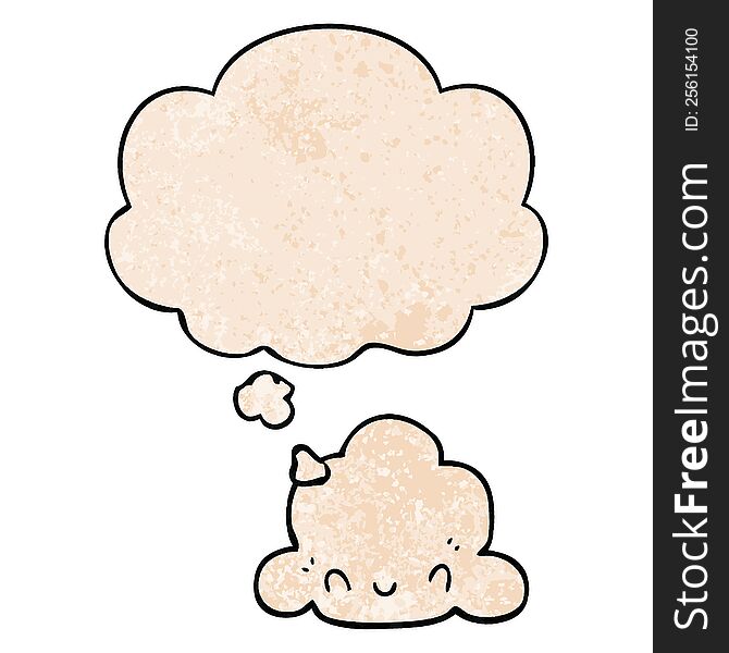cartoon cloud with thought bubble in grunge texture style. cartoon cloud with thought bubble in grunge texture style