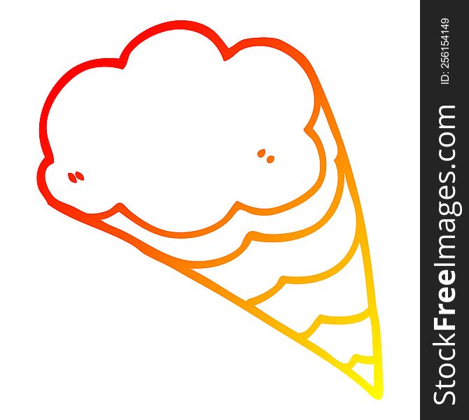 warm gradient line drawing of a cartoon decorative cloud element