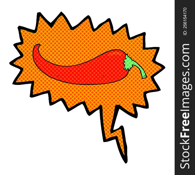 Comic Book Speech Bubble Cartoon Chilli Pepper