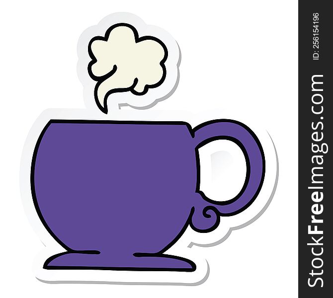 sticker of a quirky hand drawn cartoon hot drink