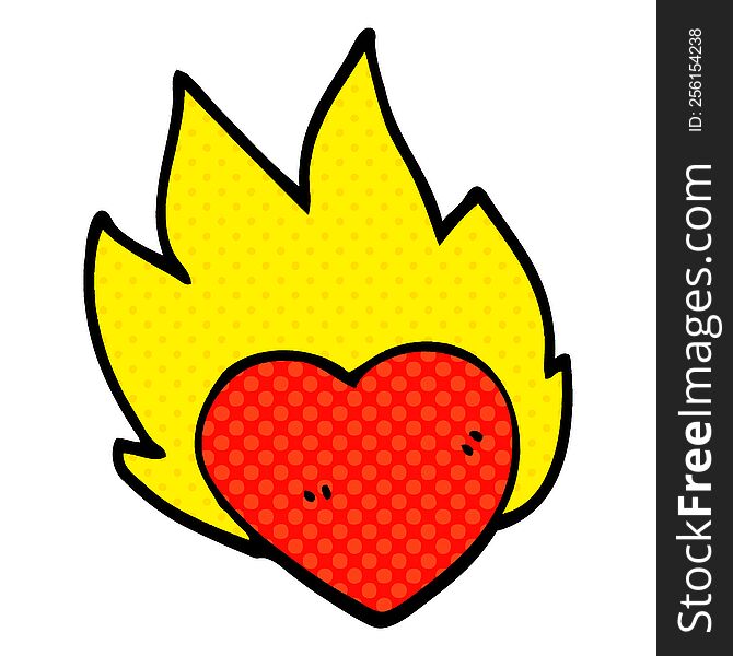 Cartoon Doodle Flaming Heart