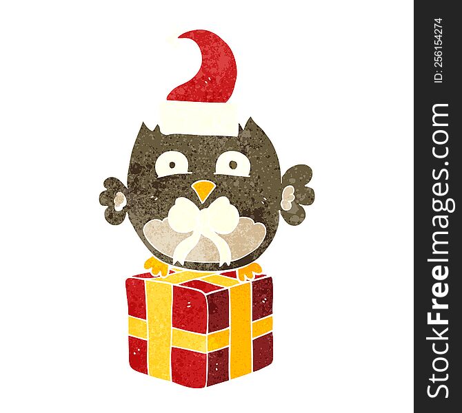 Retro Cartoon Christmas Owl