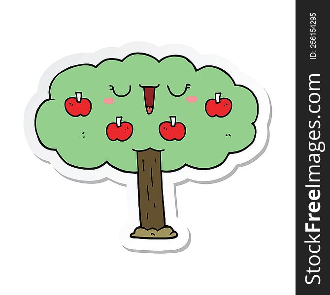 sticker of a cartoon apple tree