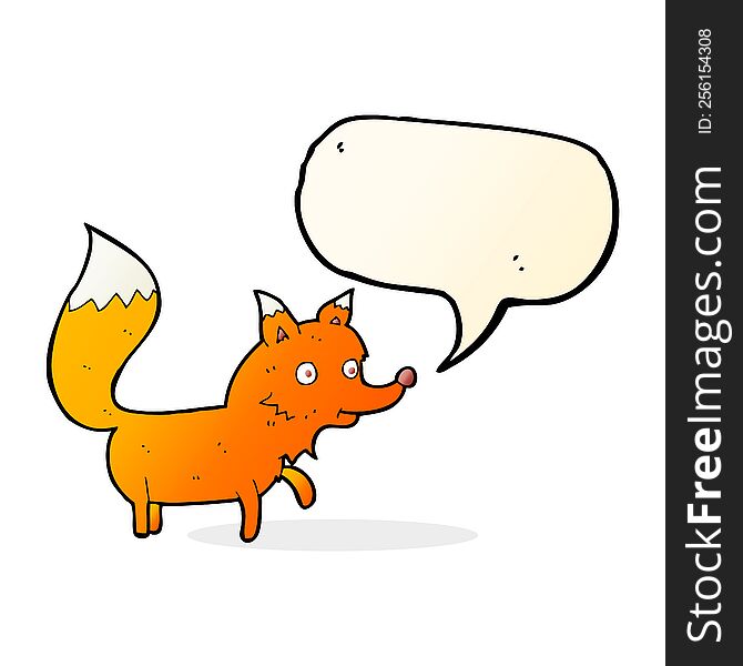 cartoon fox cub with speech bubble