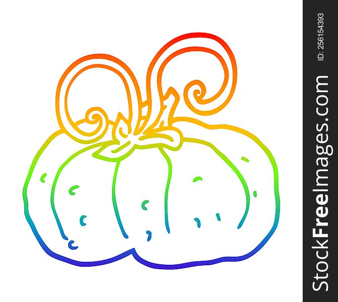 rainbow gradient line drawing of a cartoon winter squash