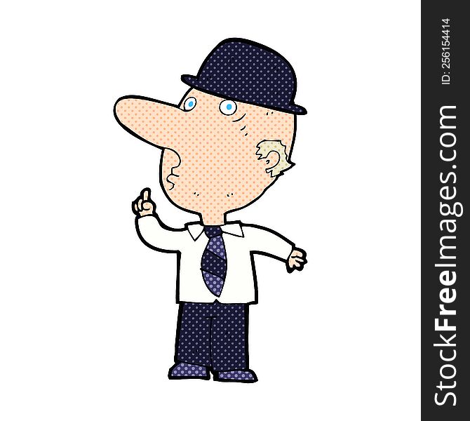 Cartoon Man Wearing Bowler Hat