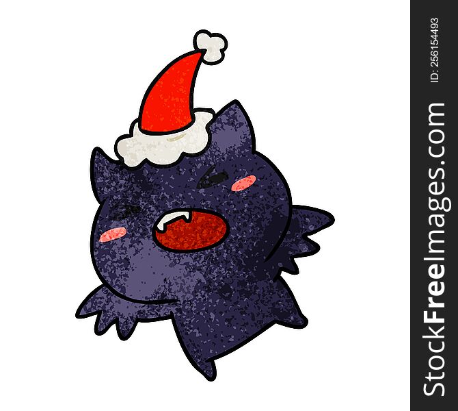 Christmas Textured Cartoon Of Kawaii Bat