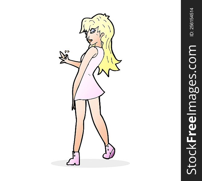 cartoon woman posing in dress